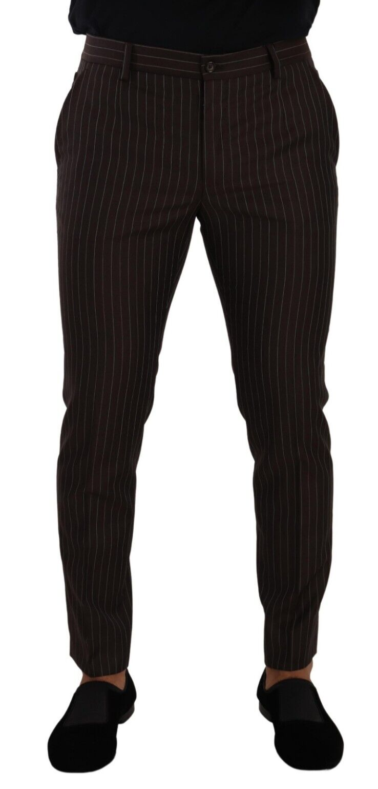 Dolce & Gabbana Braun gestreifte Hose aus Wolle Formal Dress Pants