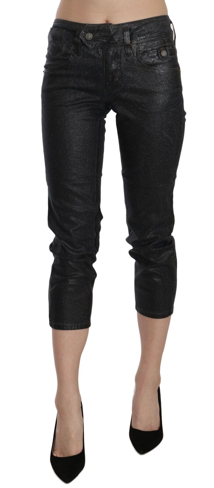 John Galliano Schwarze gewaschene Denim-Hose mit schmalem Bein und mittlerer Taille