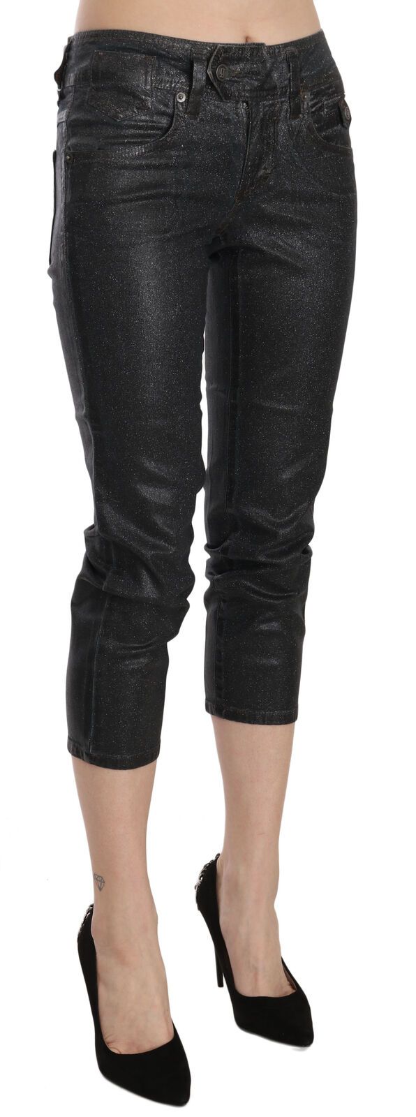 John Galliano Schwarze gewaschene Denim-Hose mit schmalem Bein und mittlerer Taille