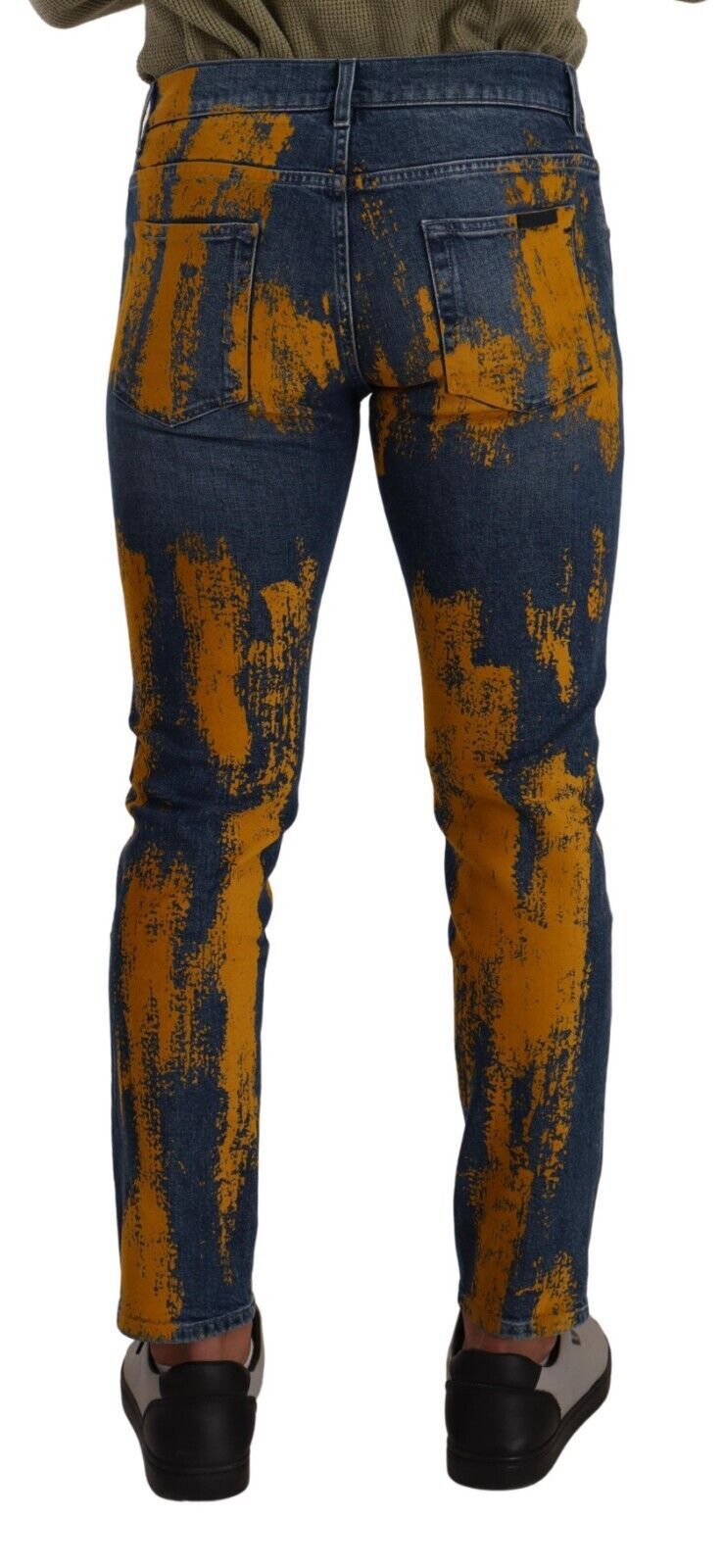 Dolce & Gabbana Blau Gelb Dye Baumwolle Skinny Männer Denim Jeans