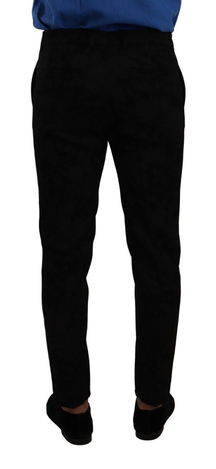 Dolce & Gabbana Schwarzer Brokat Skinny Formal Trouser Dress Pants