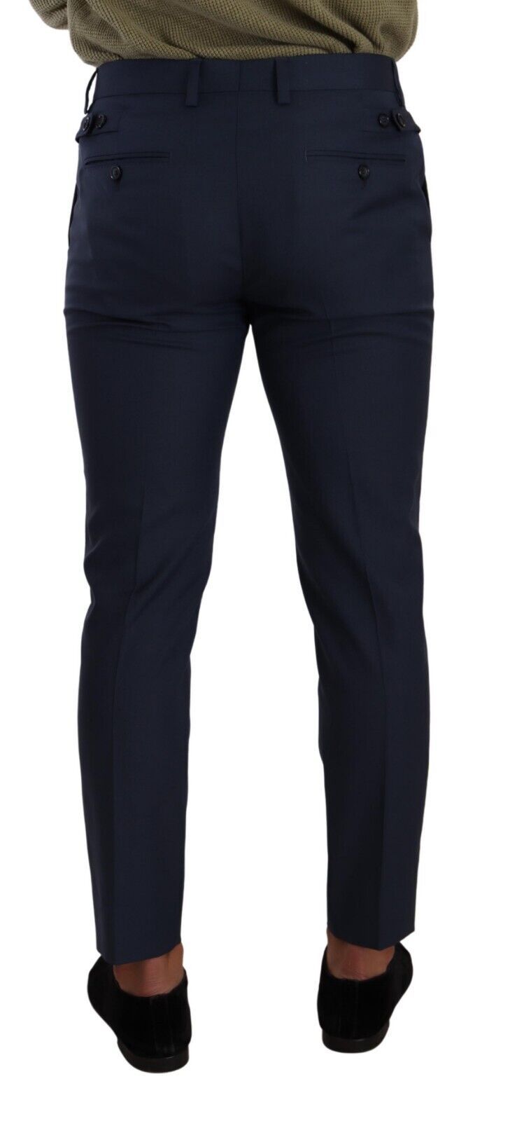 Dolce & Gabbana Dunkelblaue Wolle Skinny Formal Dress Pants