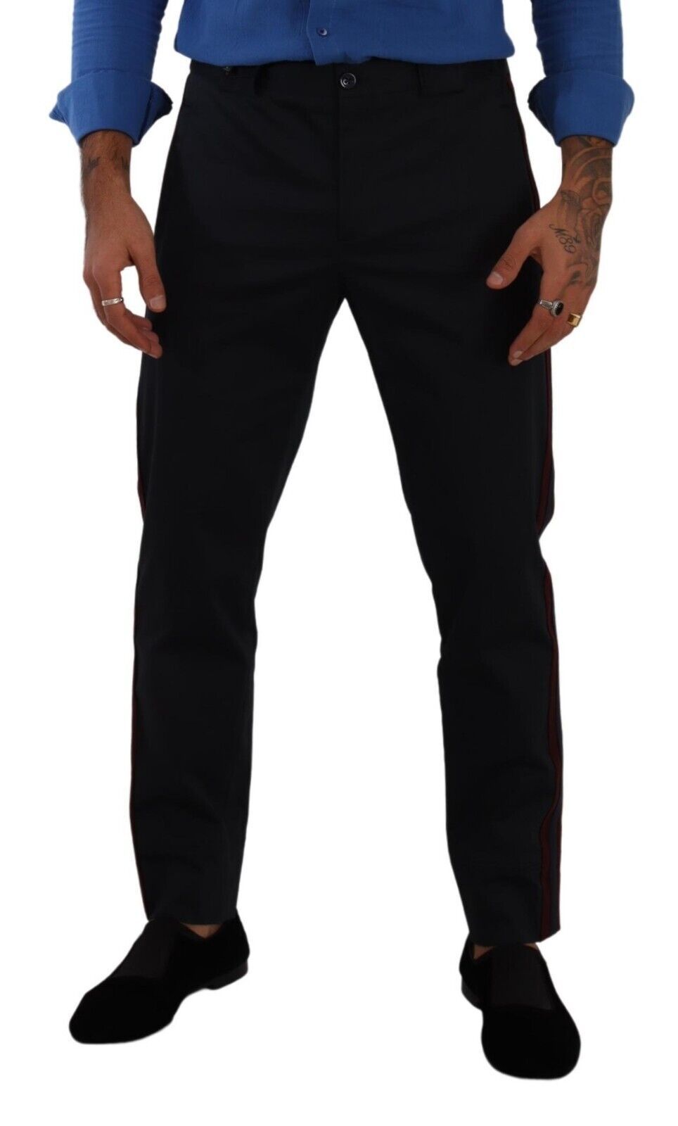 Dolce & Gabbana Bordeauxblaue Skinny Chino-Hose aus Baumwolle