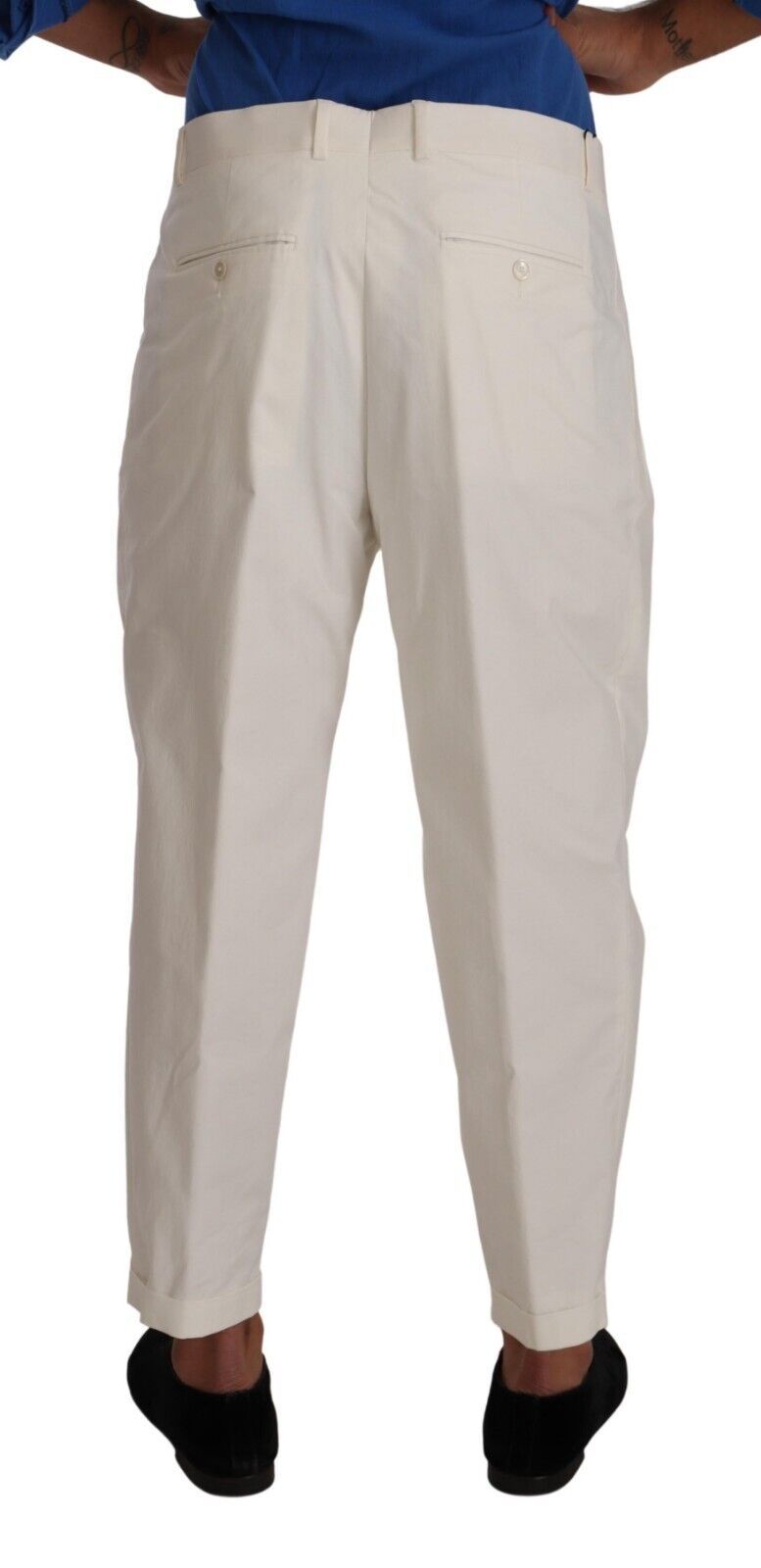 Dolce & Gabbana Weiße Baumwolle konisch zulaufende Herrenhosen Dress Pants