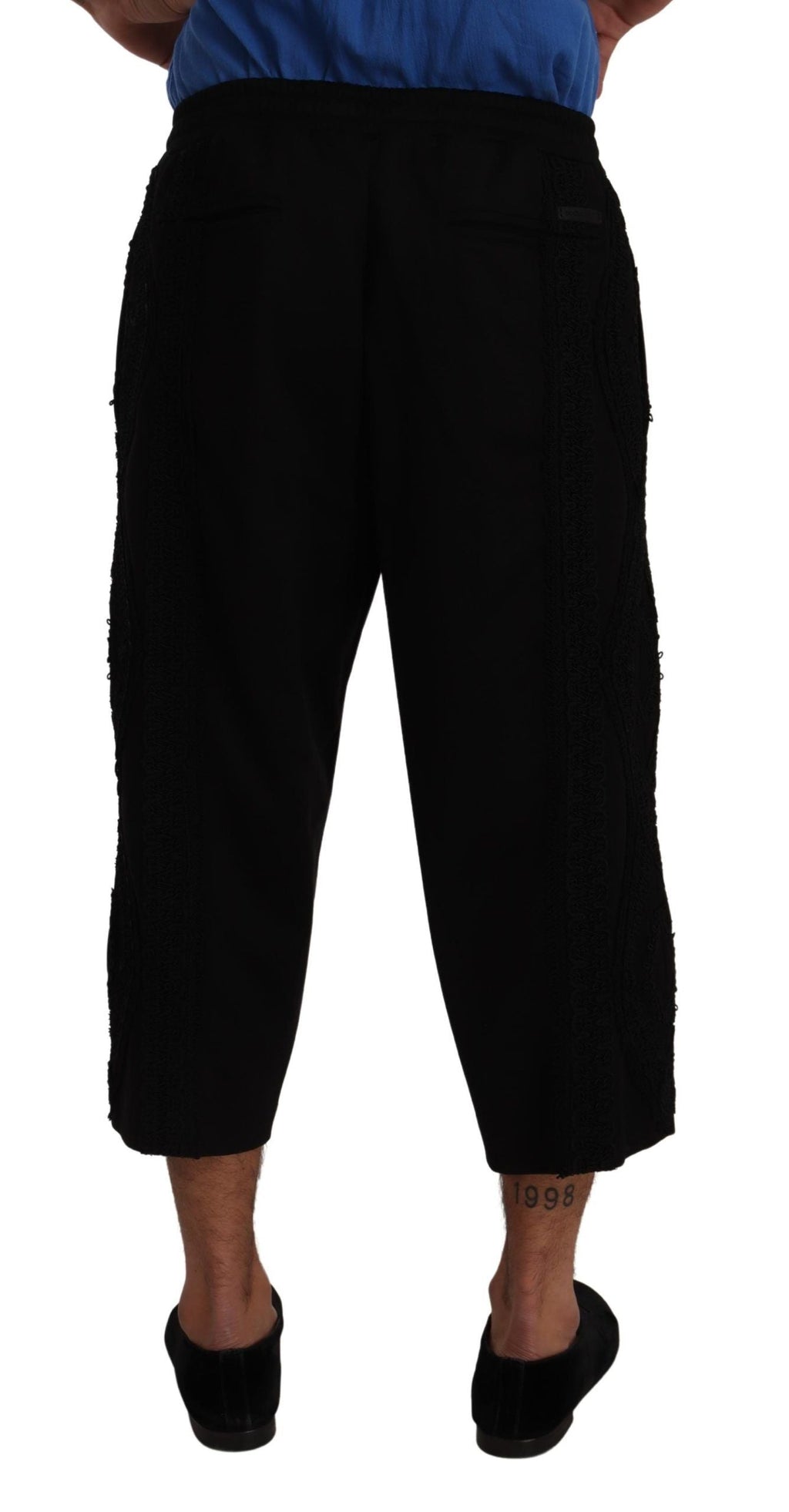 Dolce & Gabbana Schwarz Baumwolle Torero Sweatpants Shorts Hosen