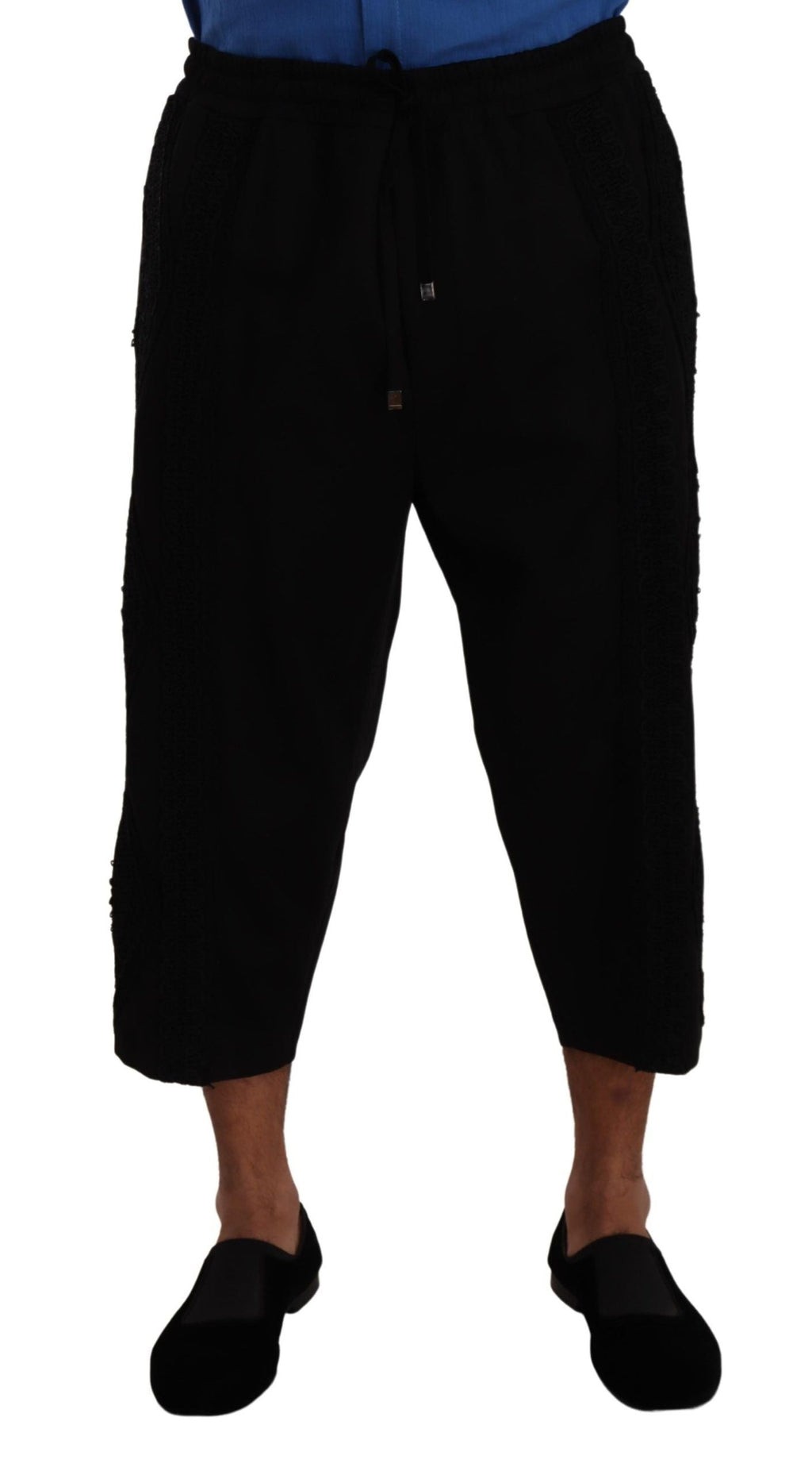 Dolce & Gabbana Schwarz Baumwolle Torero Sweatpants Shorts Hosen