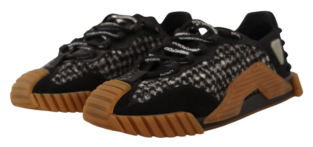 Dolce & Gabbana Schwarz Weiß Stoff Lace Up NS1 Turnschuhe