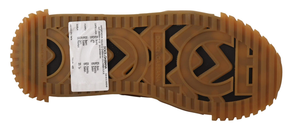 Dolce & Gabbana Schwarz Weiß Stoff Lace Up NS1 Turnschuhe