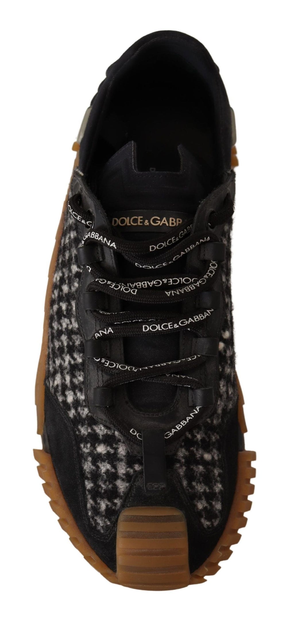 Dolce & Gabbana Schwarz Weiß Stoff Lace Up NS1 Turnschuhe