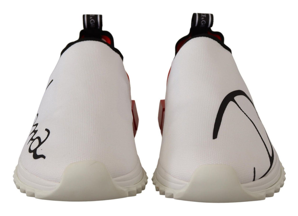 Dolce & Gabbana Weiß Rot Sorrento Sandalen Turnschuhe