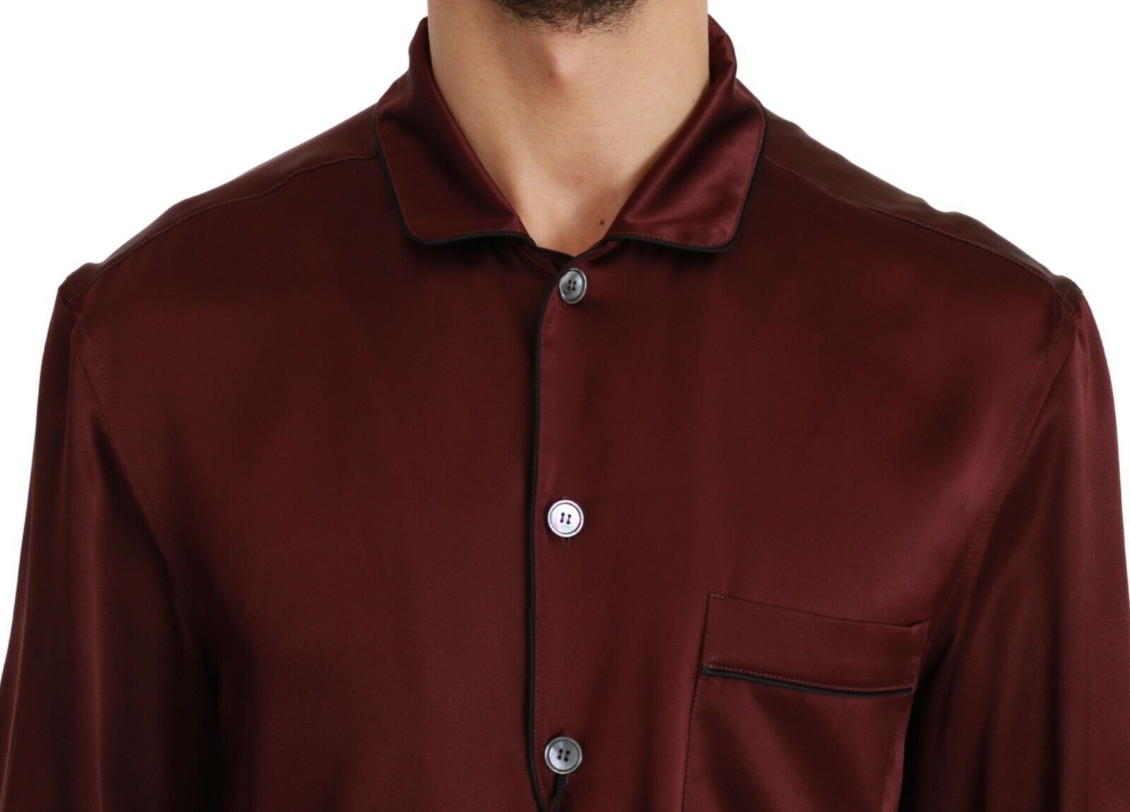 Dolce & Gabbana Bordeauxfarbenes Pyjamahemd aus Seide