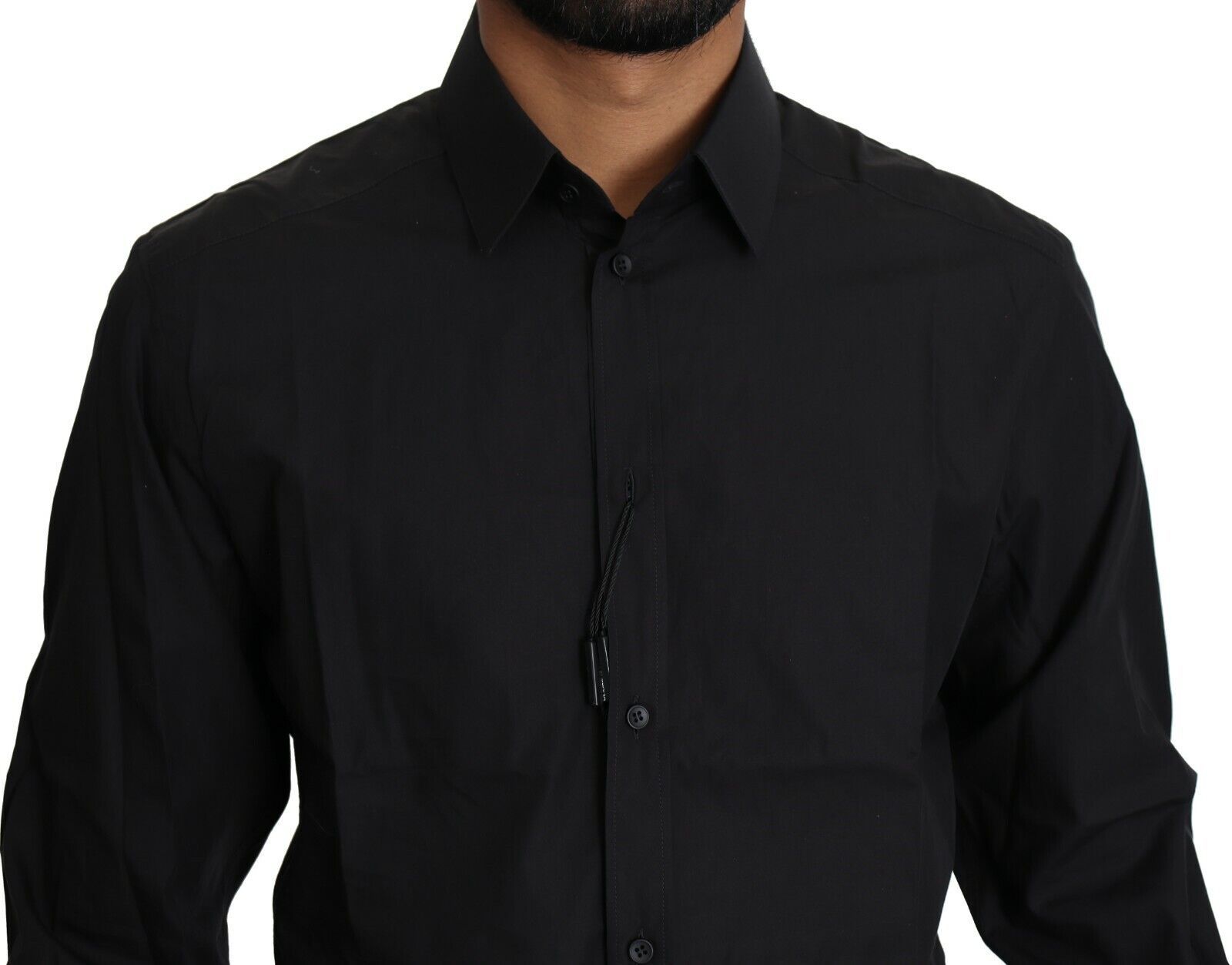 Dolce & Gabbana Schwarzes Baumwollhemd Formal Dress Men Top Shirt