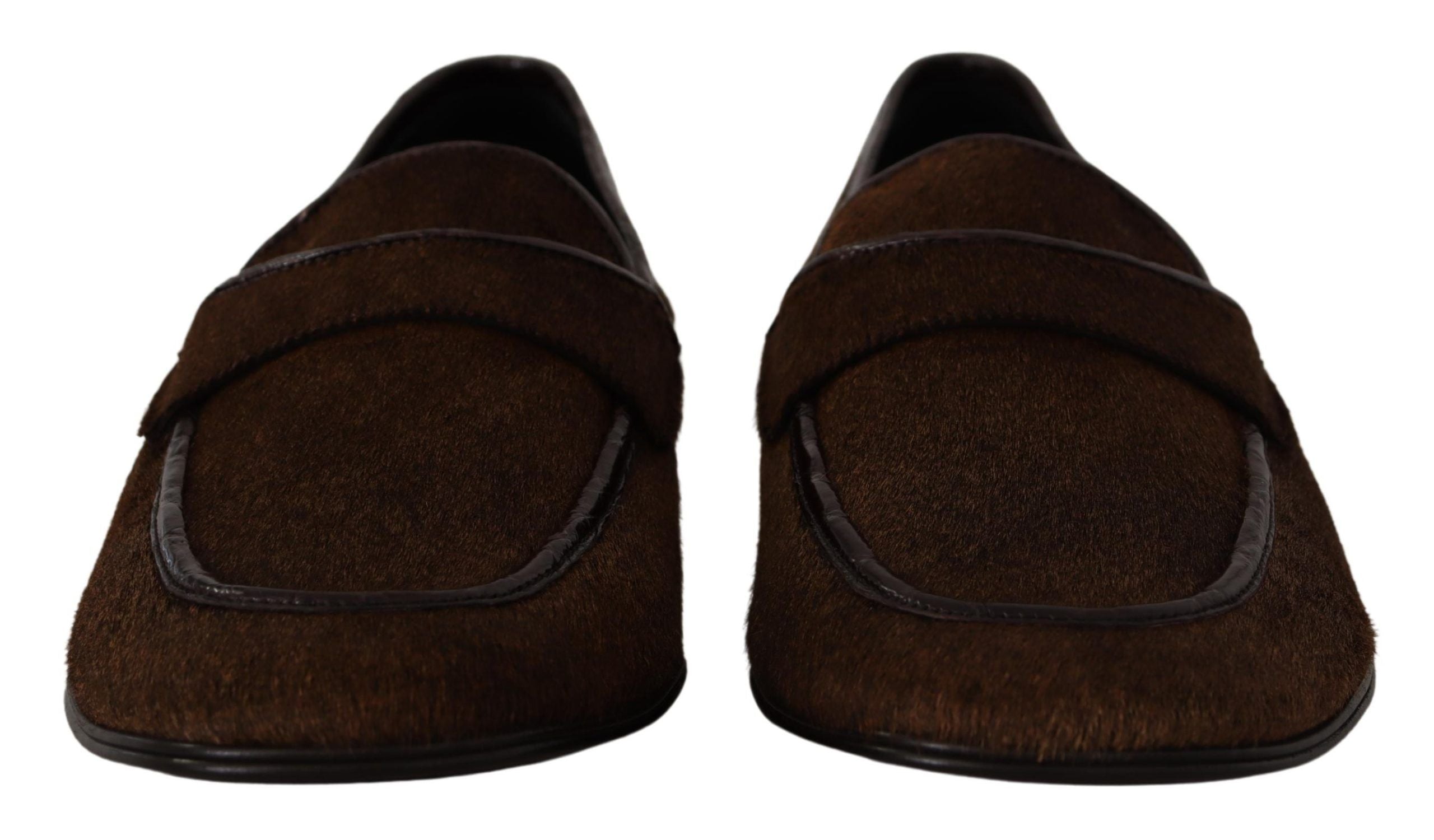 Dolce & Gabbana Schuhe Kleid Loafers Braun Leder Slip Schuhe