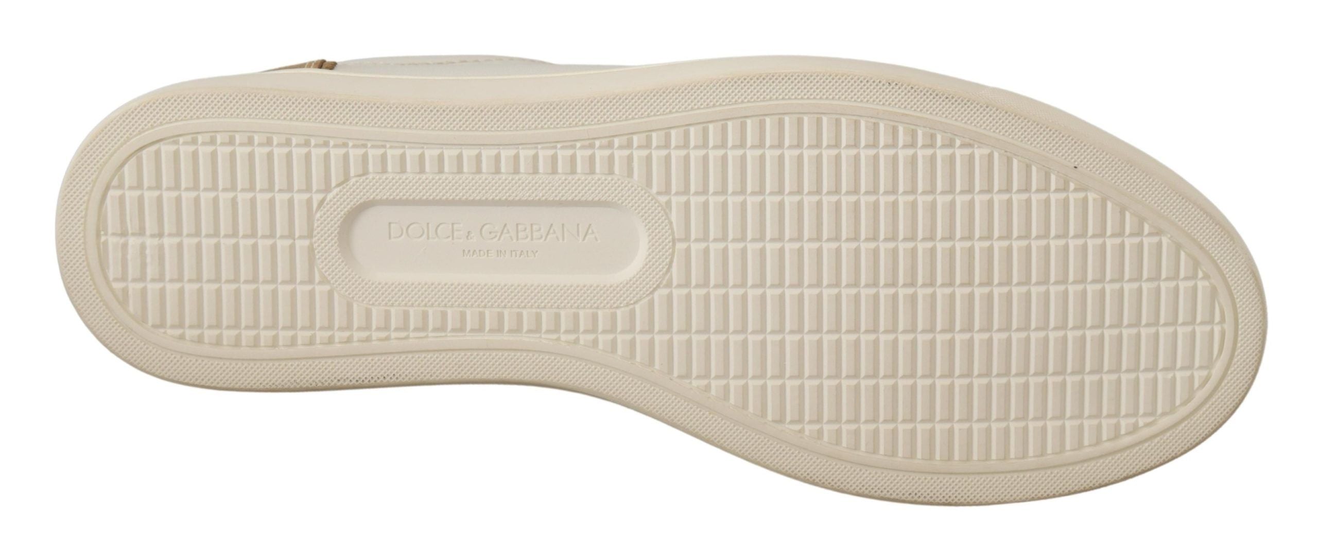 Dolce & Gabbana Weißgoldene Leder-Low-Top-Sneakers