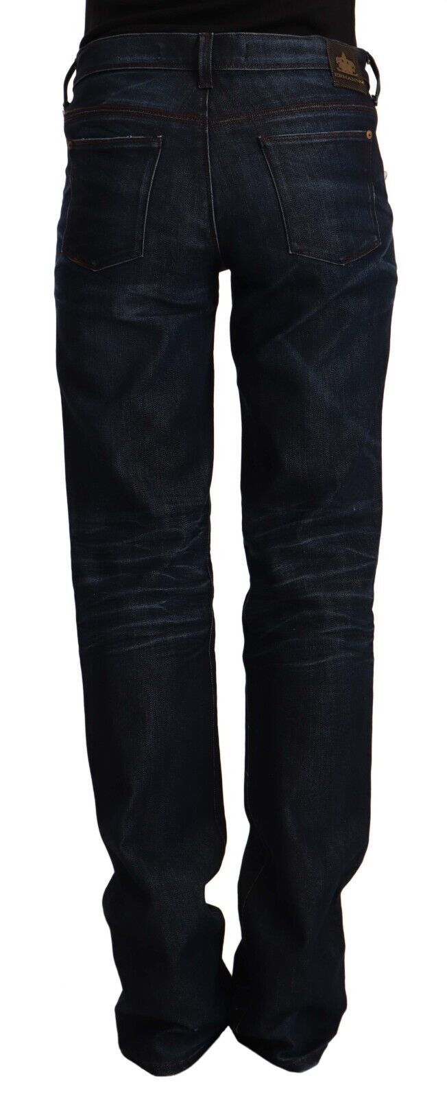 Ermanno Scervino Dunkelblaue Straight-Jeans aus Baumwoll-Denim mit mittlerer Taille