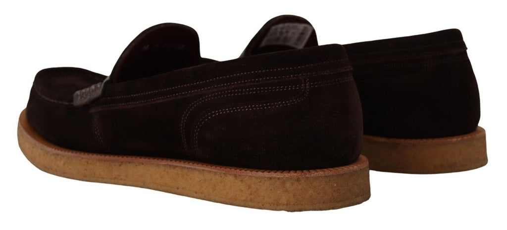 Dolce & Gabbana Braun Wildleder Slip On Flats Mokassin Schuhe