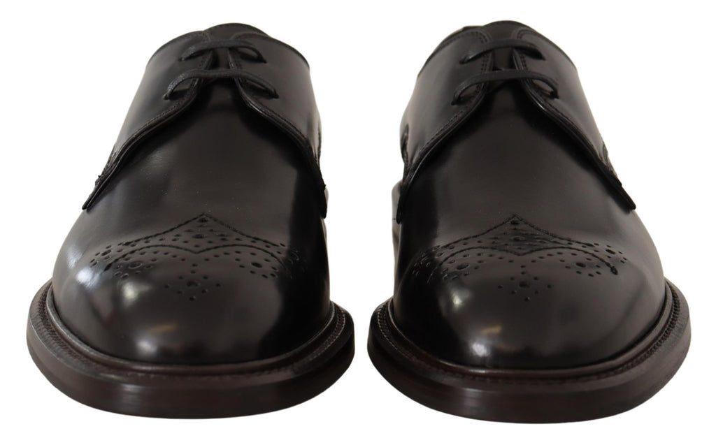 Dolce & Gabbana Schwarzes Leder Kleid Formelle Derby Schuhe
