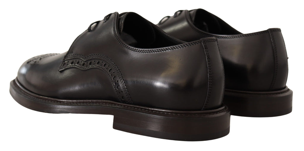 Dolce & Gabbana Schwarzes Leder Kleid Formelle Derby Schuhe