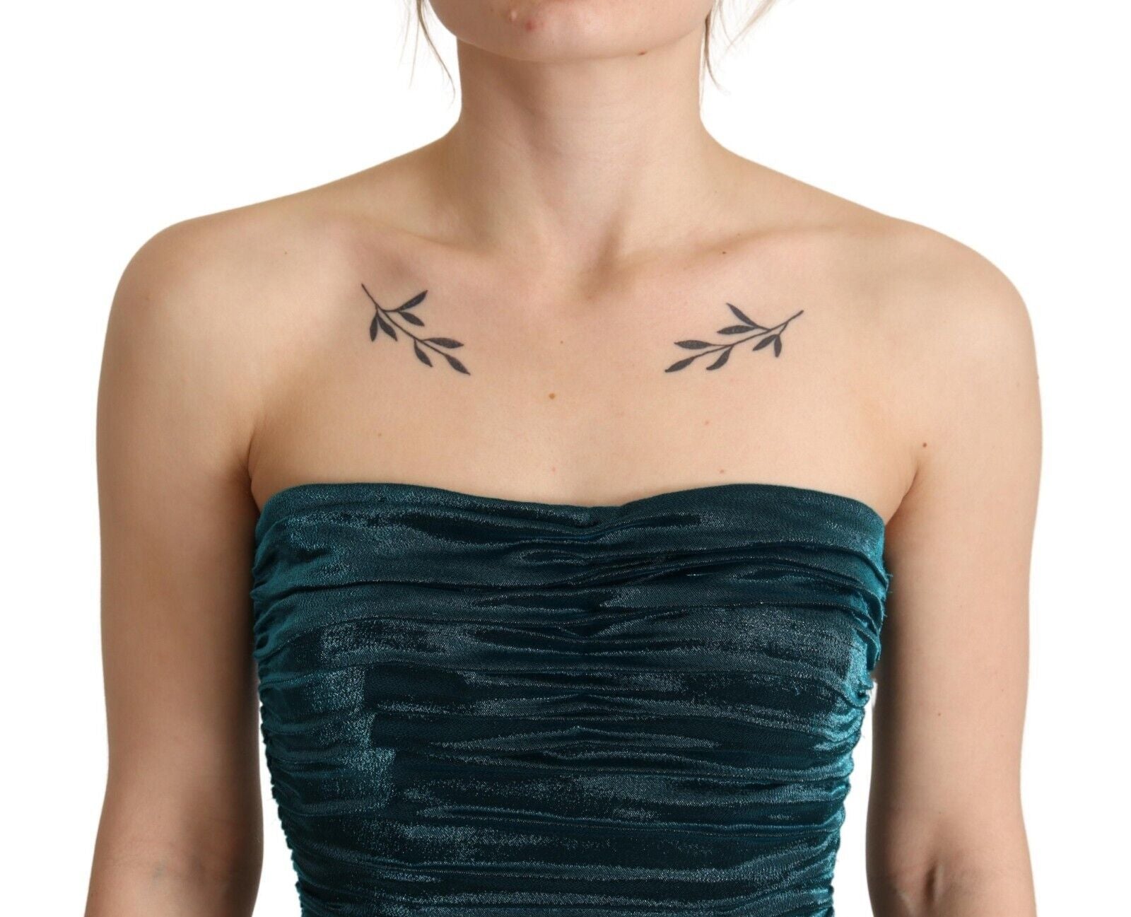 Dolce & Gabbana Türkisfarbenes Bustier-Mieder Drapiertes Midikleid.