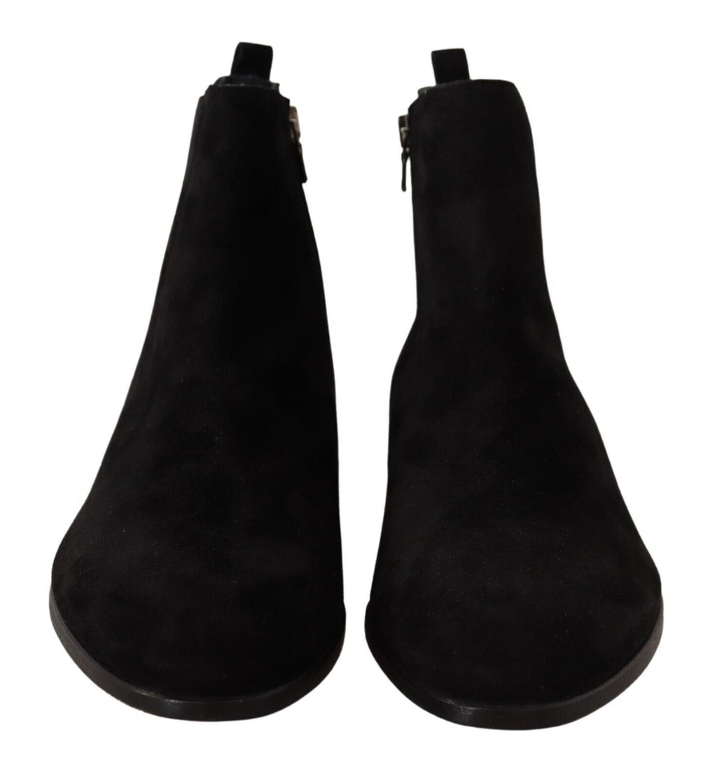 Dolce & Gabbana Schwarz Wildleder Leder Chelsea Herren Stiefel Schuhe