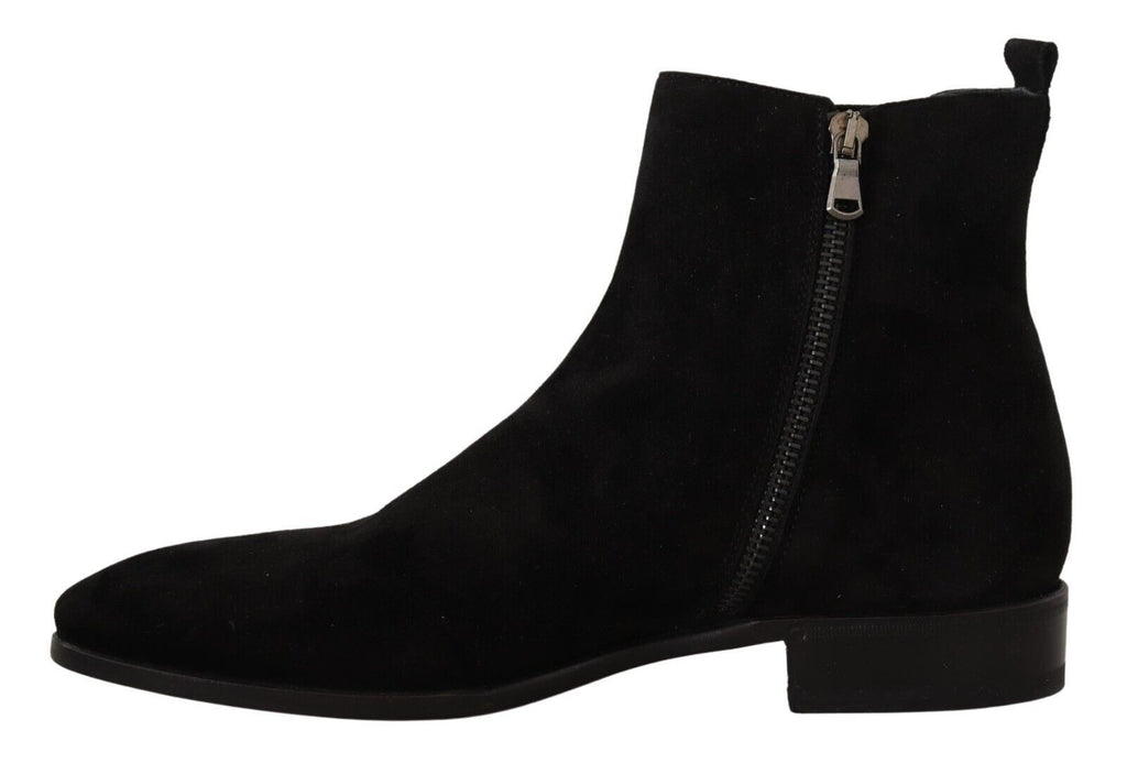 Dolce & Gabbana Schwarz Wildleder Leder Chelsea Herren Stiefel Schuhe
