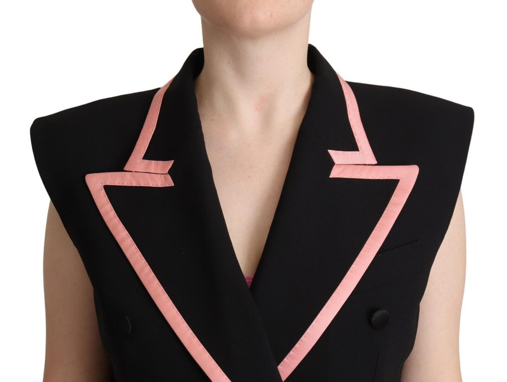 Dolce & Gabbana Schwarzes ärmelloses Jumpsuit-Kleid aus einer Wollmischung