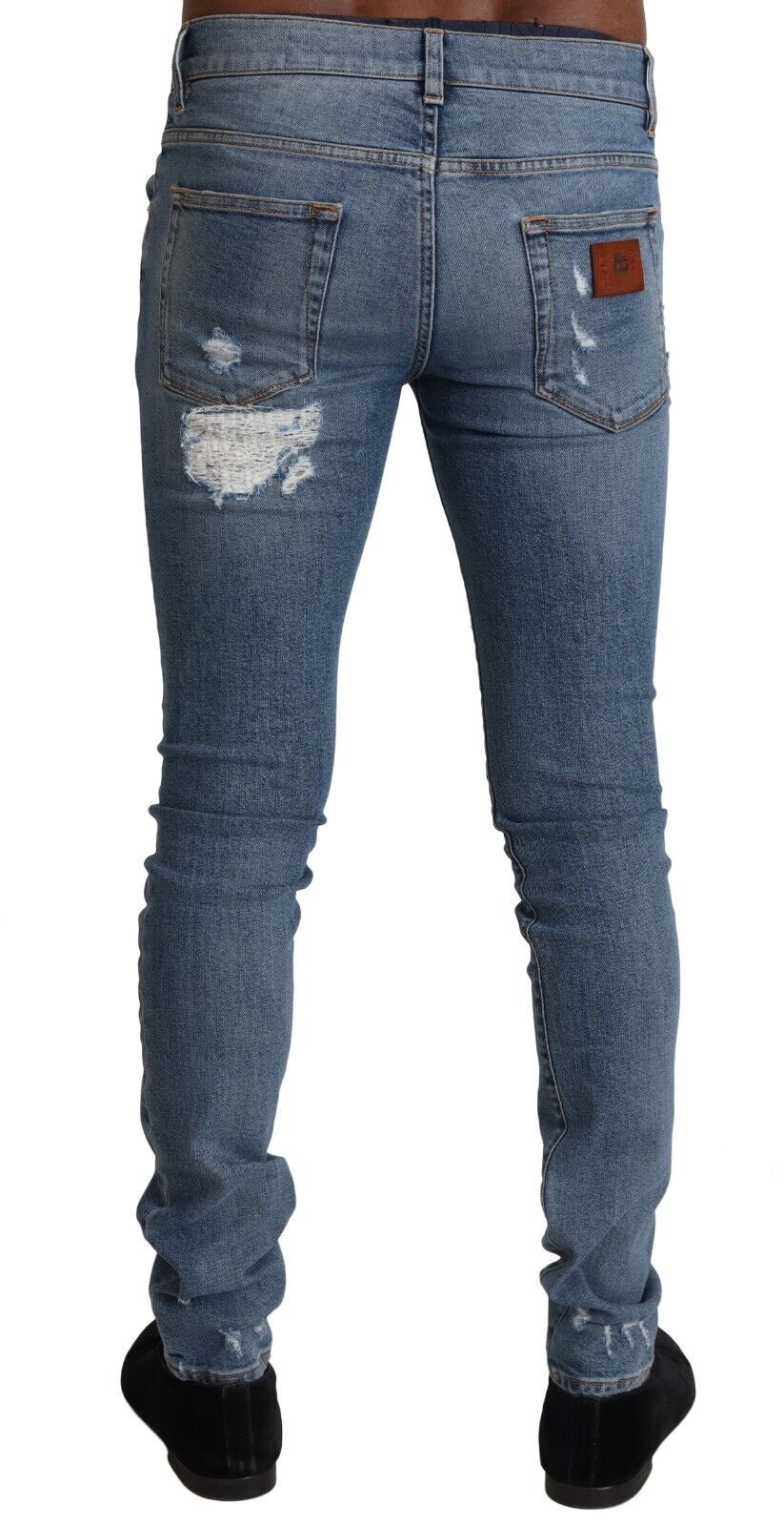 Dolce & Gabbana Hellblaue Skinny Jeans aus zerrissenem Baumwoll-Denim
