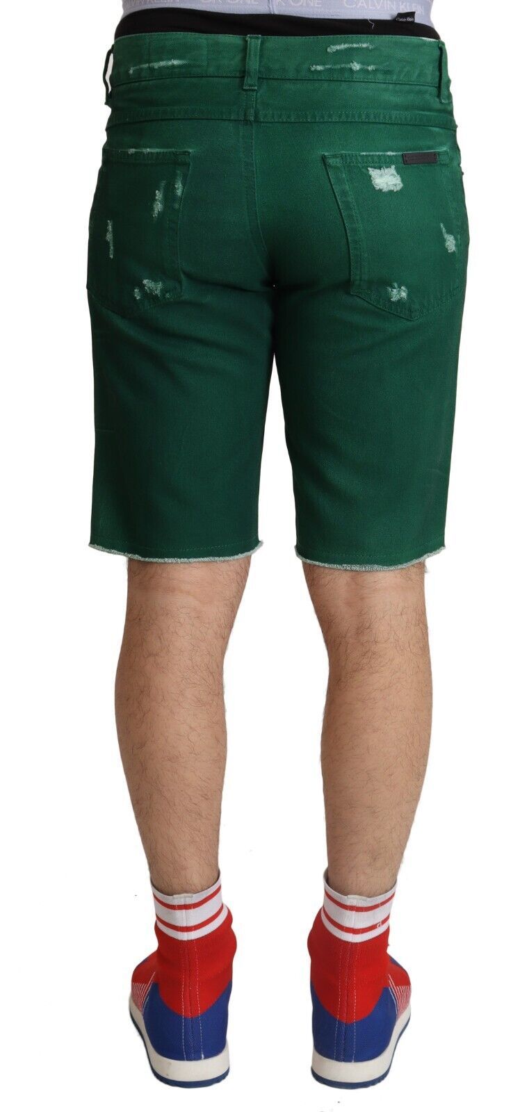 Dolce & Gabbana Grüne zerfledderte Baumwolle Männer Denim Bermudashorts