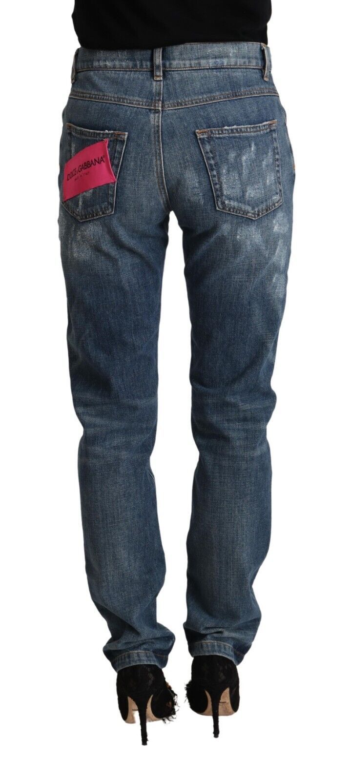 Dolce & Gabbana Blaue Distressed Denim BOYFRIEND Skinny-Jeans
