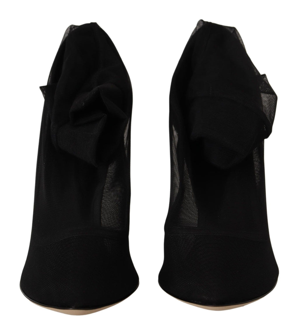 Dolce & Gabbana Schwarz Stretch Tüll Stretch Stiefel Schuhe