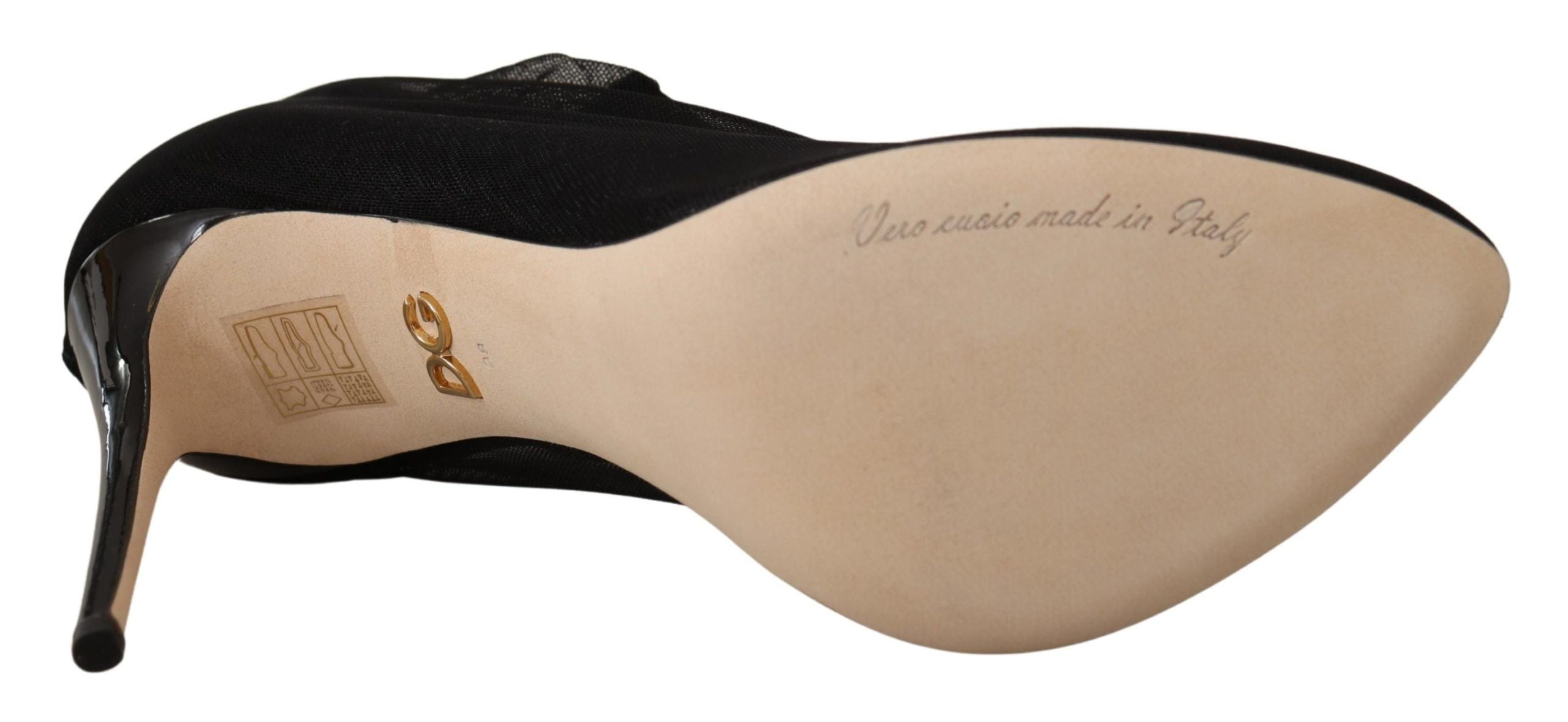 Dolce & Gabbana Schwarz Stretch Tüll Stretch Stiefel Schuhe
