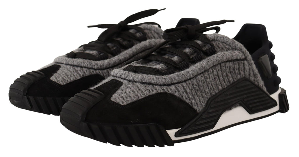 Dolce & Gabbana Schwarz Grau Stoff Lace Up NS1 Turnschuhe Schuhe
