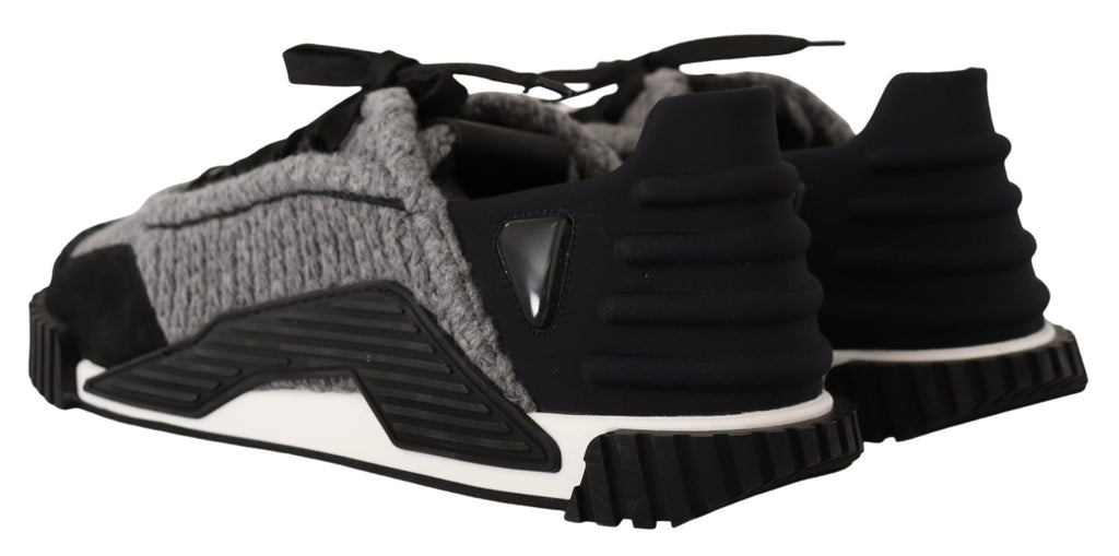 Dolce & Gabbana Schwarz Grau Stoff Lace Up NS1 Turnschuhe Schuhe