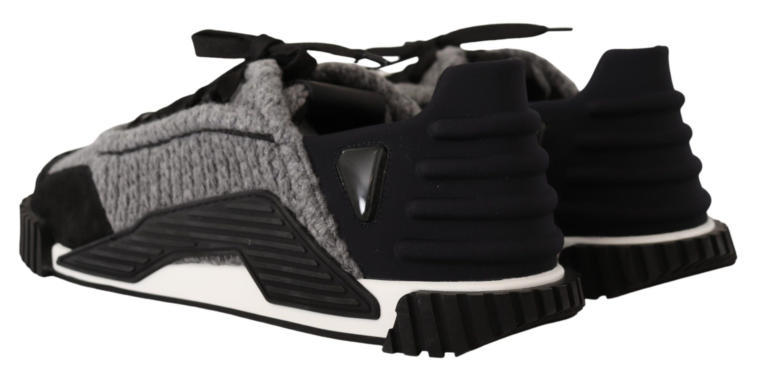 Dolce & Gabbana Schwarz Grau Stoff Lace Up NS1 Turnschuhe Schuhe