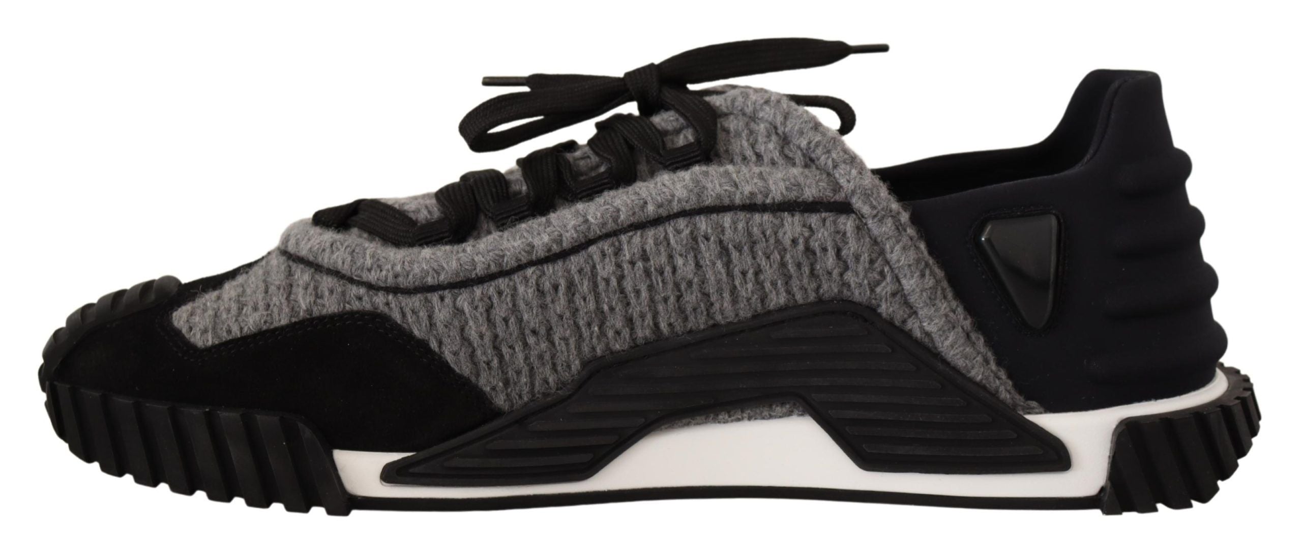 Dolce & Gabbana Schwarz Grau Stoff Lace Up NS1 Turnschuhe Schuhe
