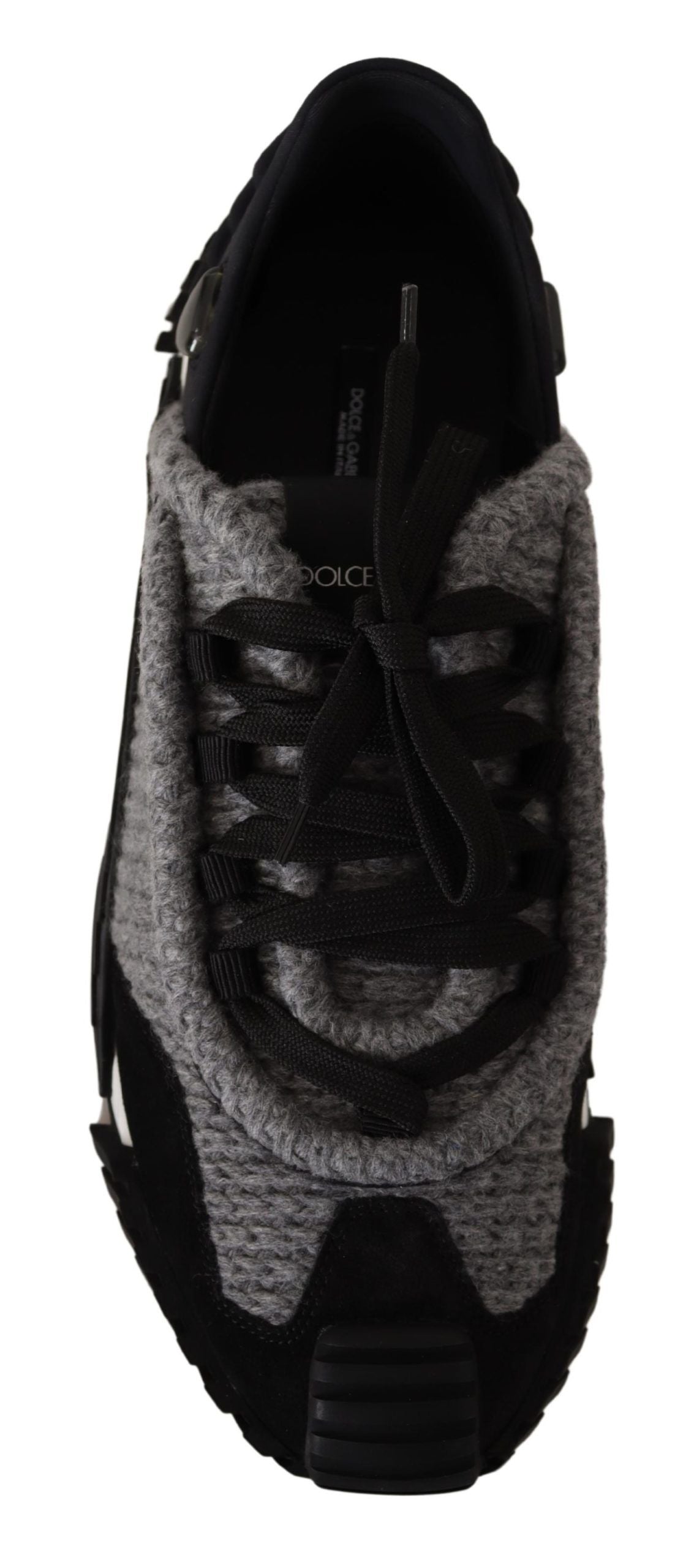 Dolce & Gabbana Schwarz Grau Stoff Lace Up NS1 Turnschuhe Schuhe