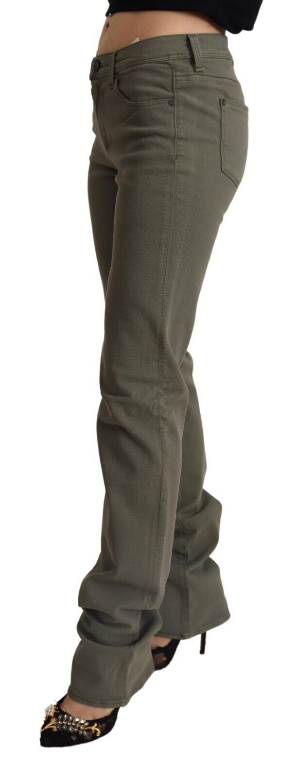 Ermanno Scervino Graue Skinny Denim-Hosenjeans mit niedriger Taille aus Baumwolle