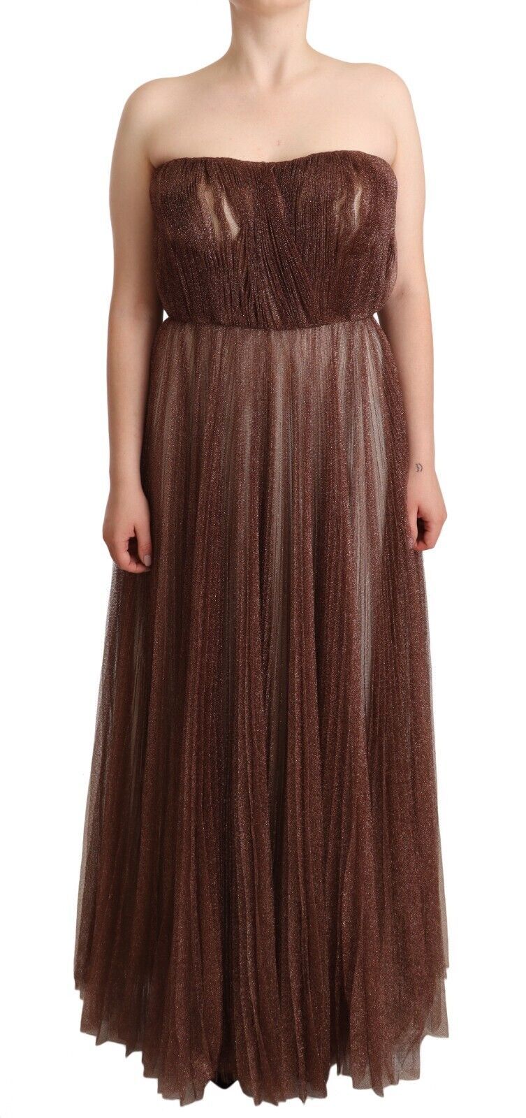 Dolce & Gabbana Maxikleid aus Polyester in Metallic-Bronze