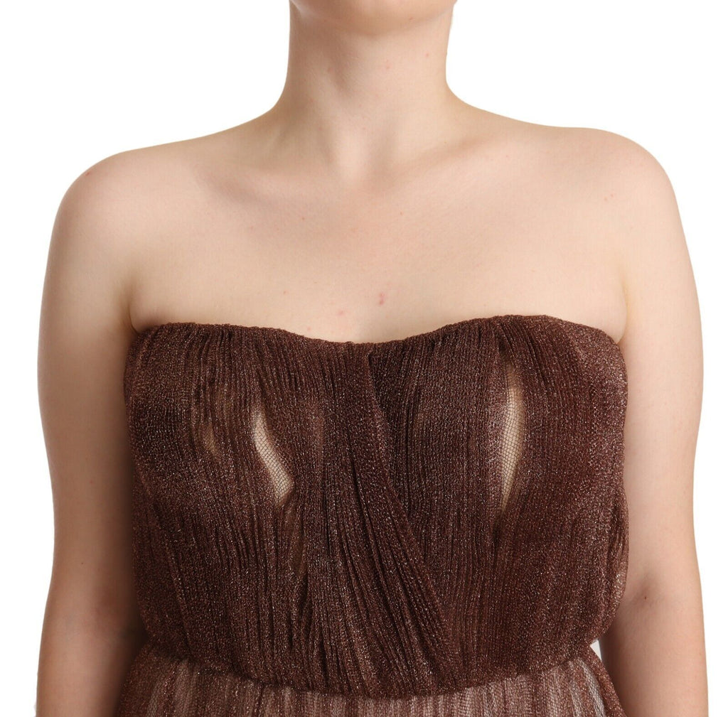 Dolce & Gabbana Maxikleid aus Polyester in Metallic-Bronze