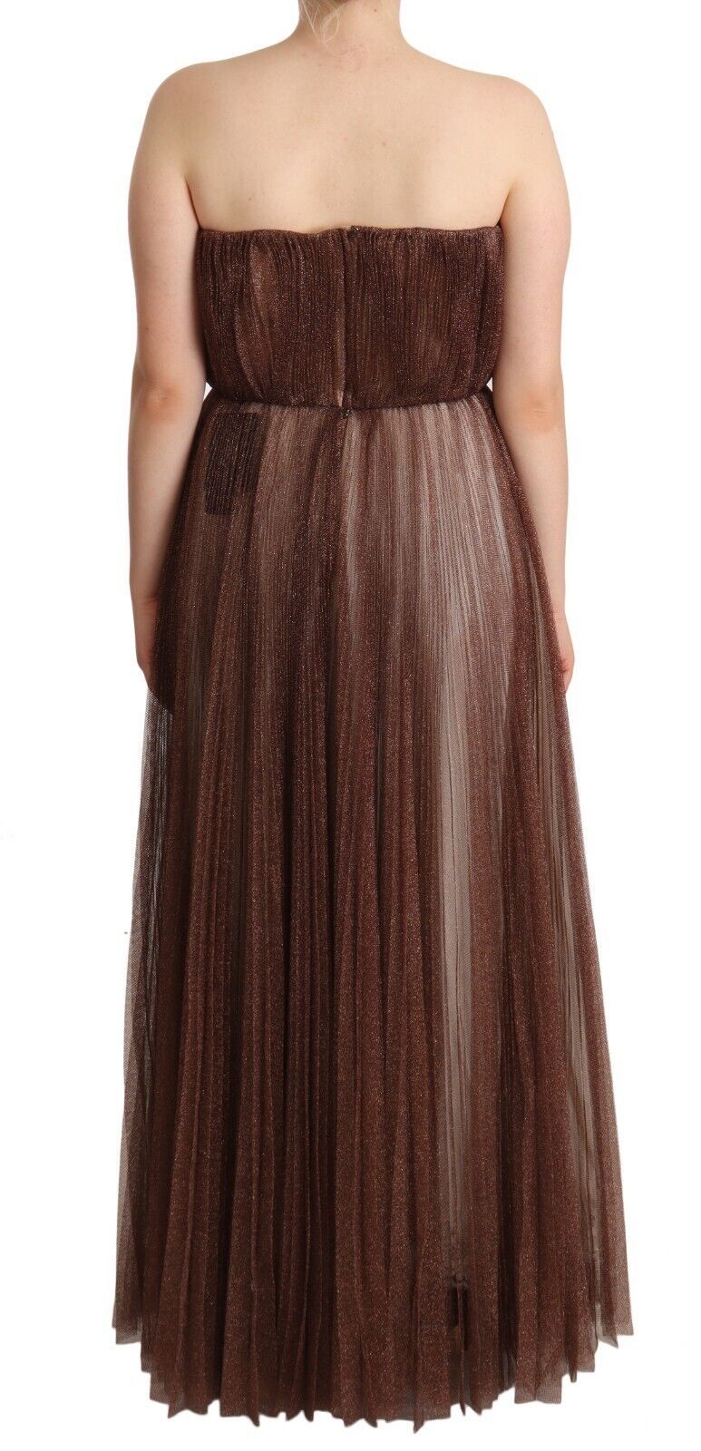 Dolce & Gabbana Maxikleid aus Polyester in Metallic-Bronze