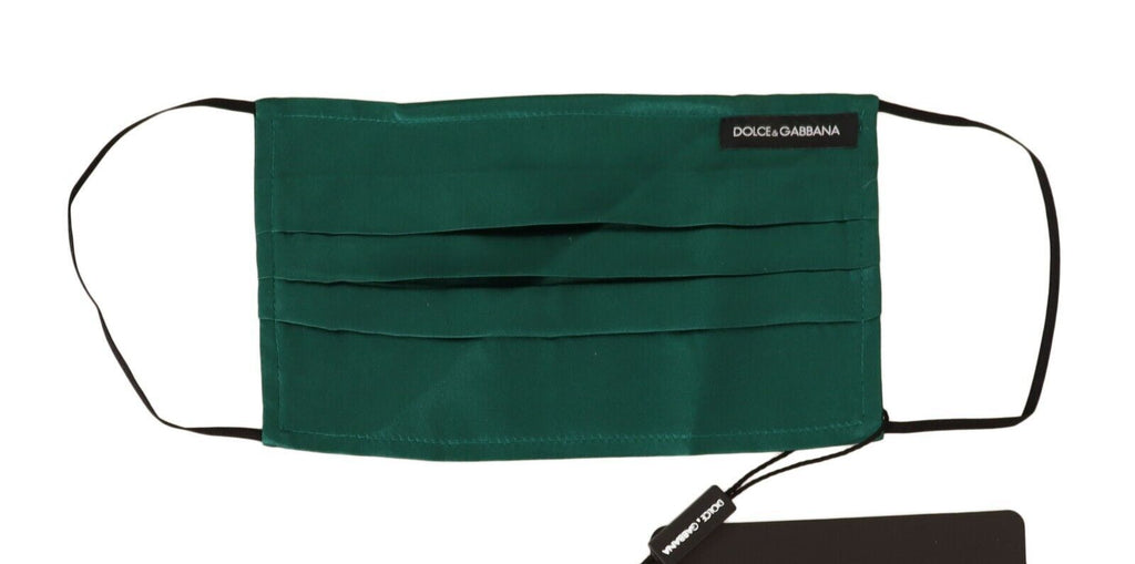 Dolce & Gabbana Gesichtsmaske aus grüner Seide mit plissiertem, elastischem Ohrbügel