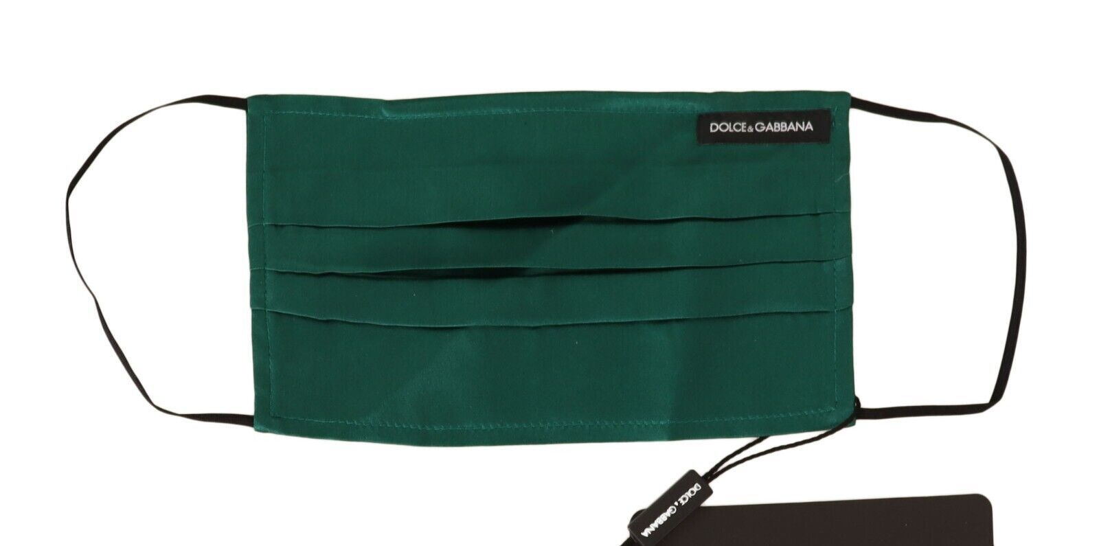 Dolce & Gabbana Gesichtsmaske aus grüner Seide mit plissiertem, elastischem Ohrbügel