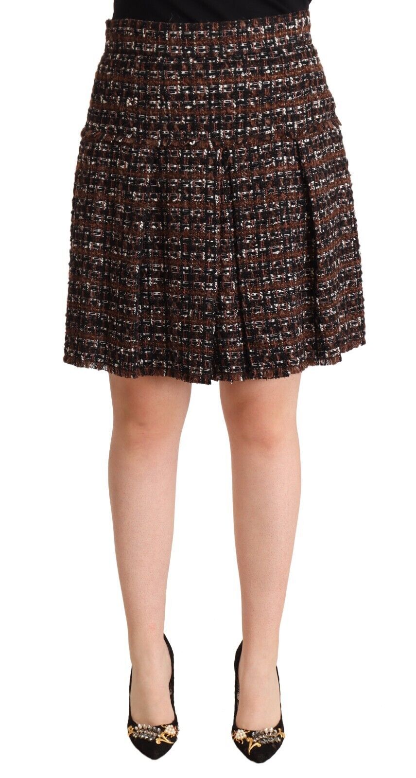 Dolce & Gabbana Brauner Mini-Faltenrock mit hoher Taille und A-Linie