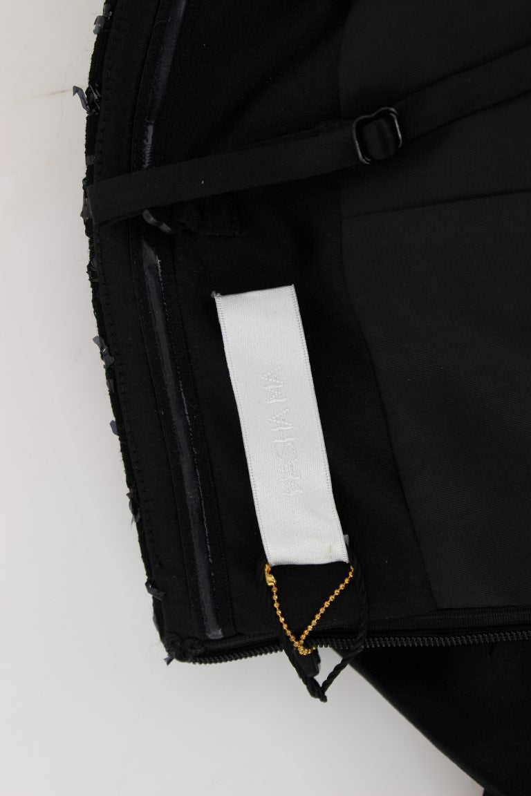 Masha Ma Schwarzes trägerloses verschönertes Bleistiftkleid