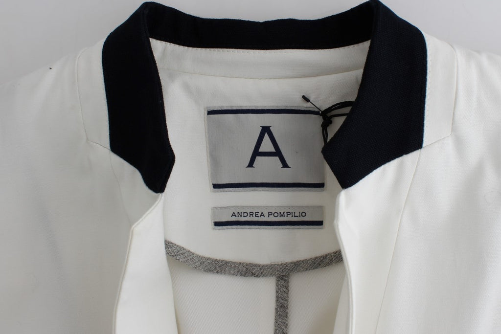 Andrea Pompilio Weiße Blazerjacke aus einer Baumwollmischung in Übergröße