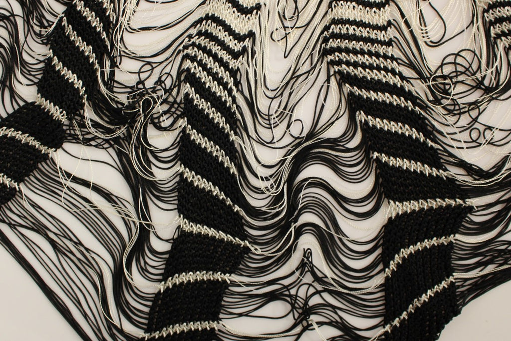 Alice Palmer Weiß Schwarz Assymetrischer Strickrock