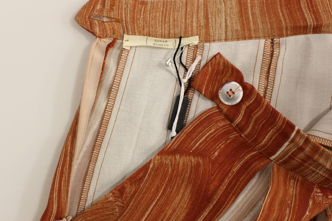 Licia Florio Brauner orangefarbener kniehoher Vollrock