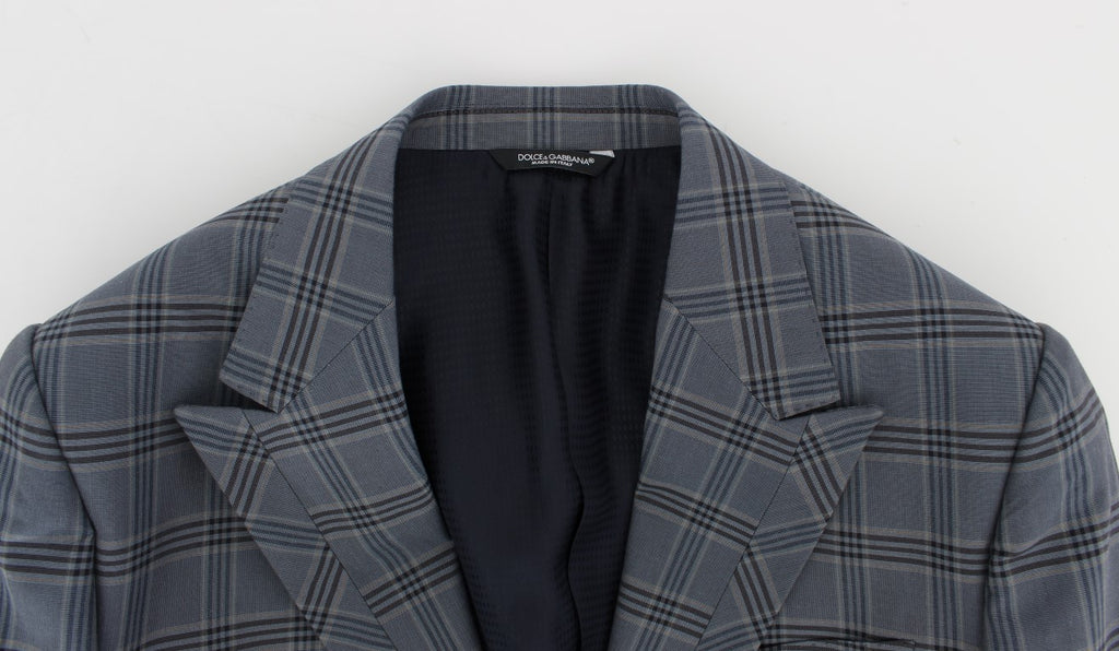 Dolce & Gabbana Blau karierte Slim Fit Blazer Jacke