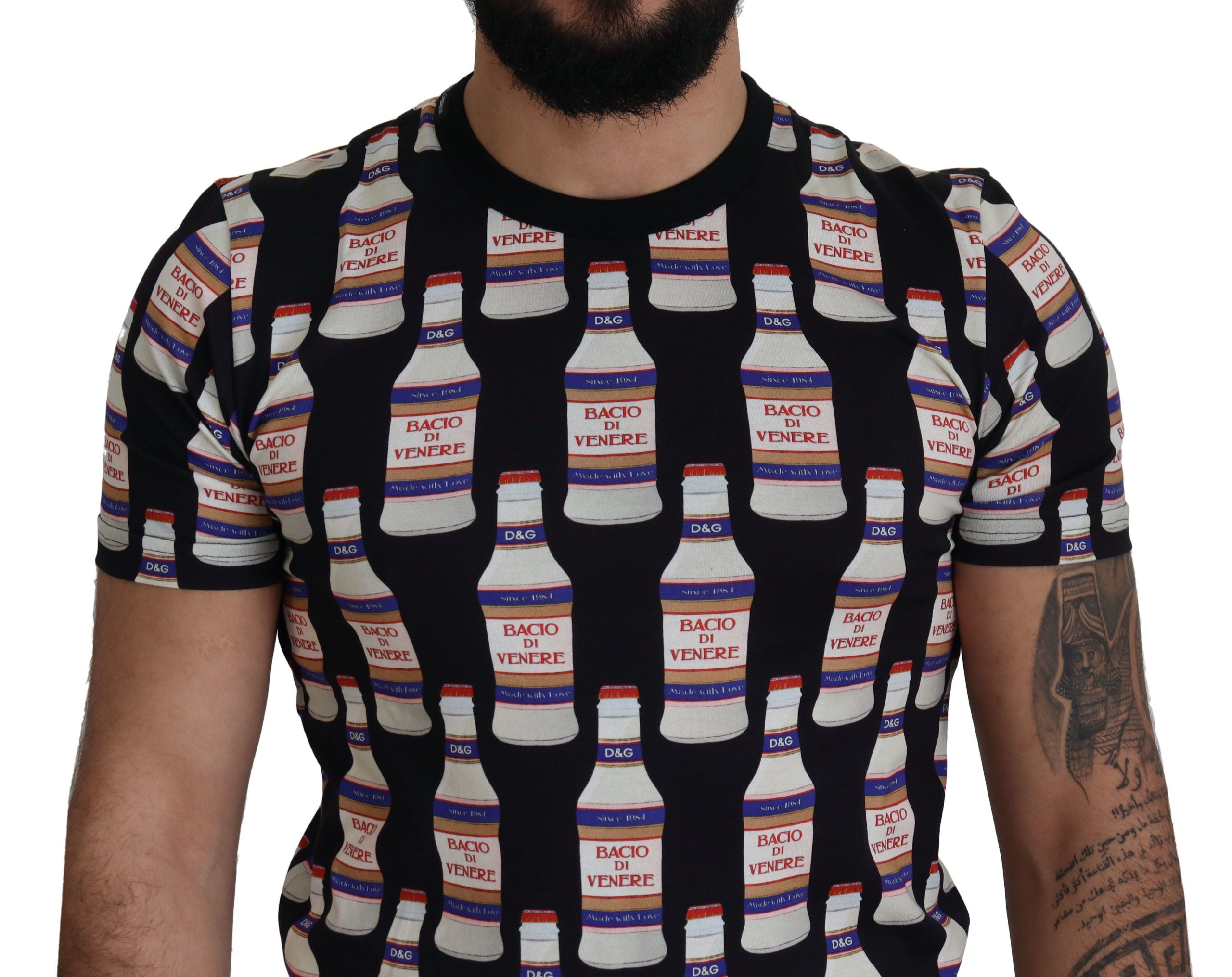 Dolce & Gabbana Schwarzes Bacio Di Venere Baumwoll-Crew-T-Shirt