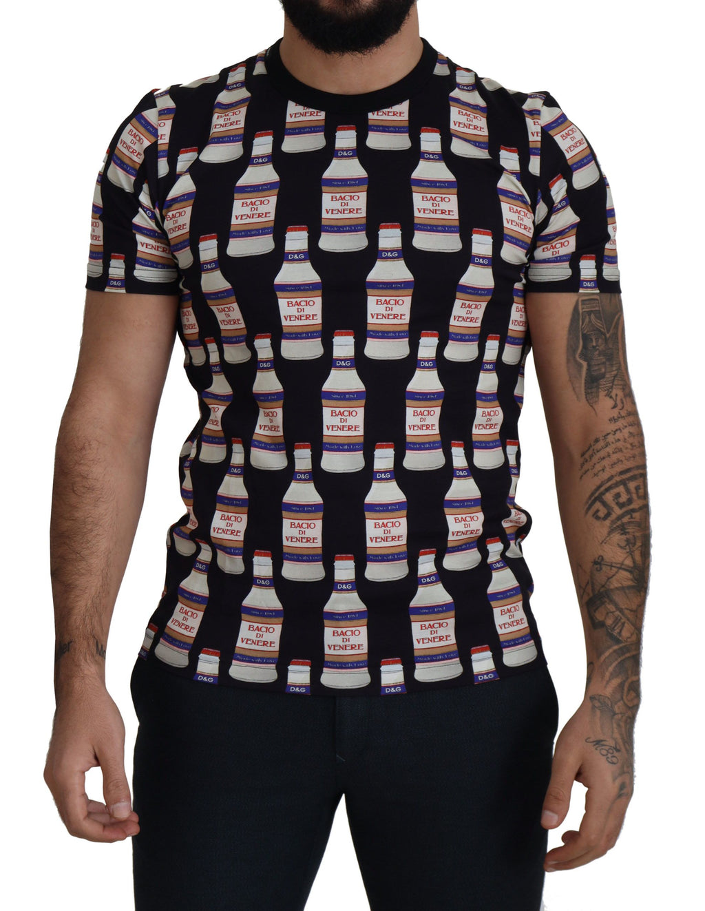 Dolce & Gabbana Schwarzes Bacio Di Venere Baumwoll-Crew-T-Shirt